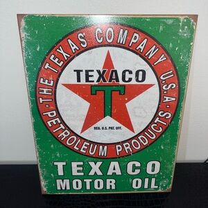TEXACO MOTOR OIL/ GASOLINE/PETROLEUM TIN METAL WALL SIGN